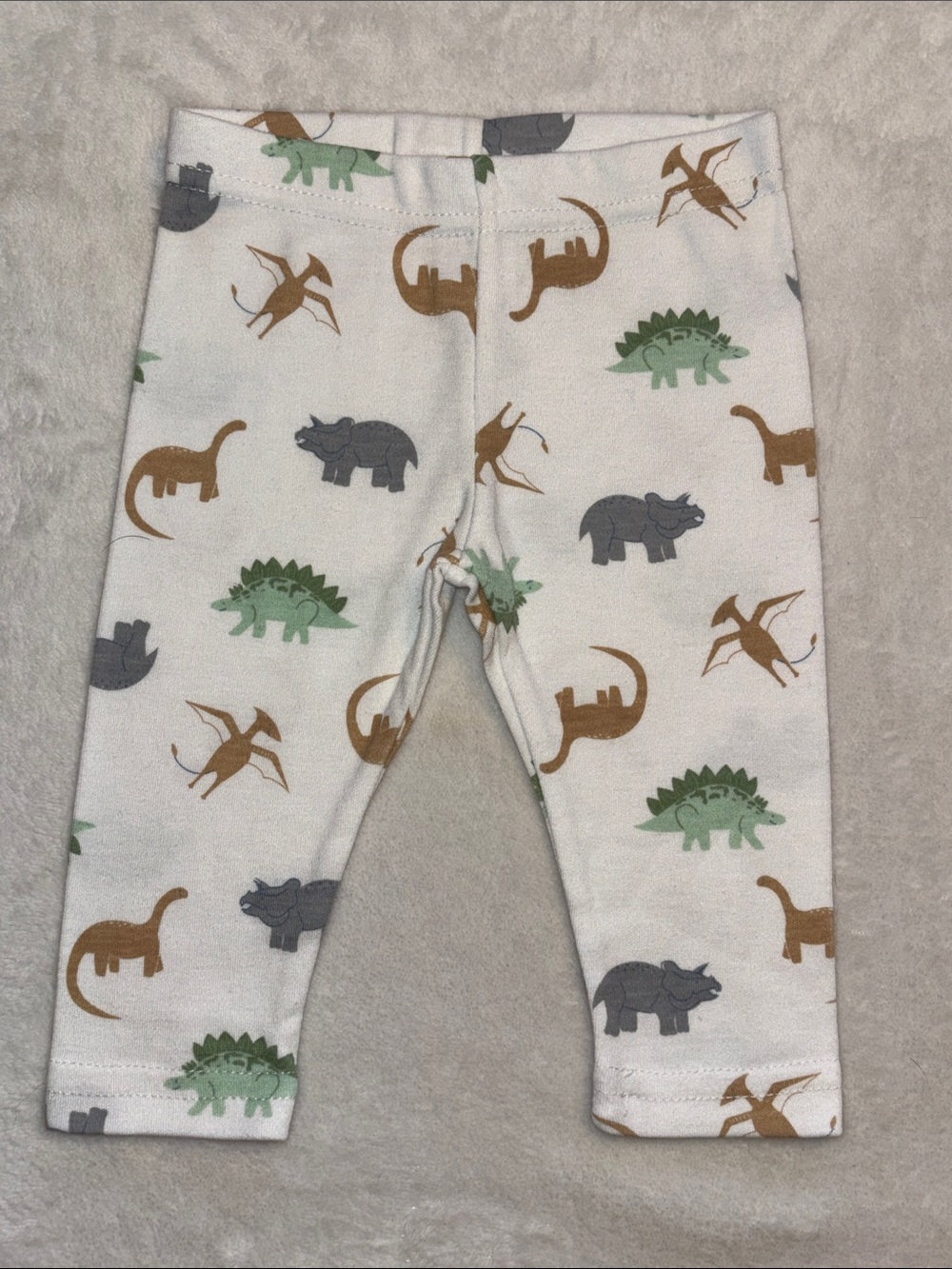 (3 for $10) Lila & Jack White Dinosaur Print pants - baby boy clothing